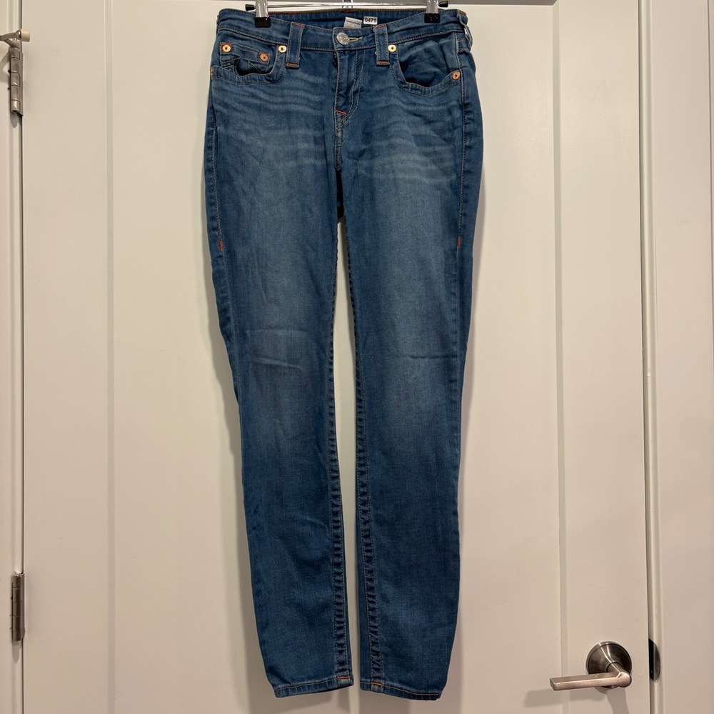 True Religion Womens Skinny Jeans Blue Wash Denim Size‎ 27 Low Rise 29 Inseam